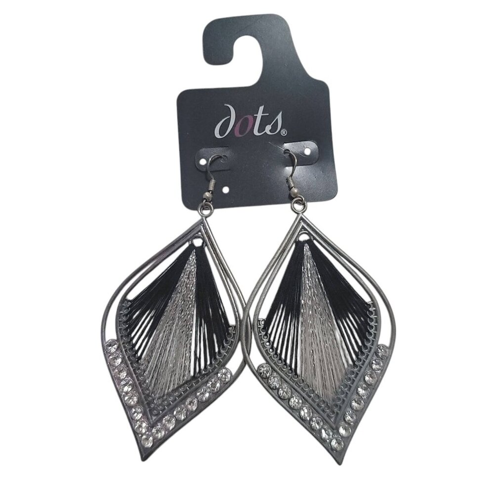 NWOT Bohemian Earrings, Leaf Black and Silver